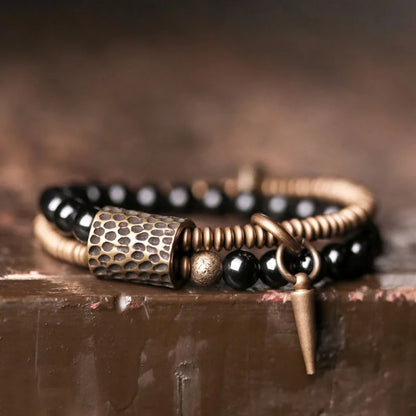 The Obsidian Cuff — Handmade Black Obsidian & Copper Bracelet