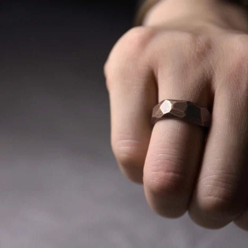 The Carved Ring Set — Handmade Pure Copper Ring
