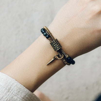 The Obsidian Cuff — Handmade Black Obsidian & Copper Bracelet