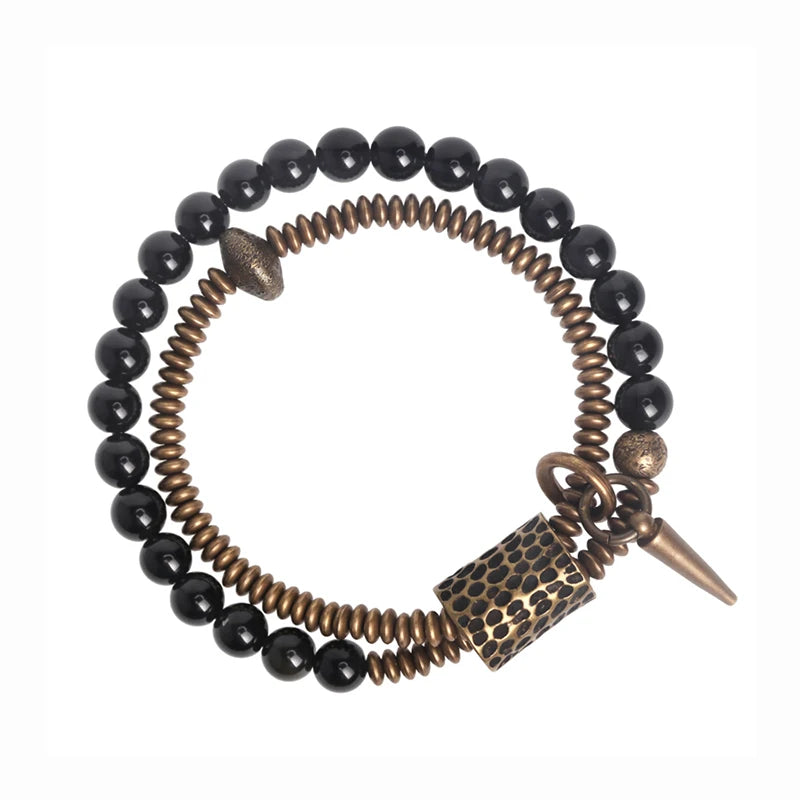 The Obsidian Cuff — Handmade Black Obsidian & Copper Bracelet