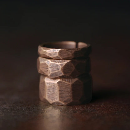 The Carved Ring Set — Handmade Pure Copper Ring