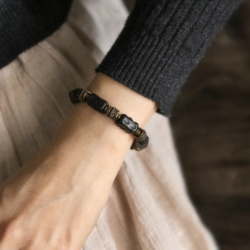 The Ebony Strip Cuff — Handmade Ebony & Copper Bracelet