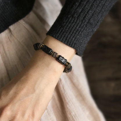 The Ebony Strip Cuff — Handmade Ebony & Copper Bracelet