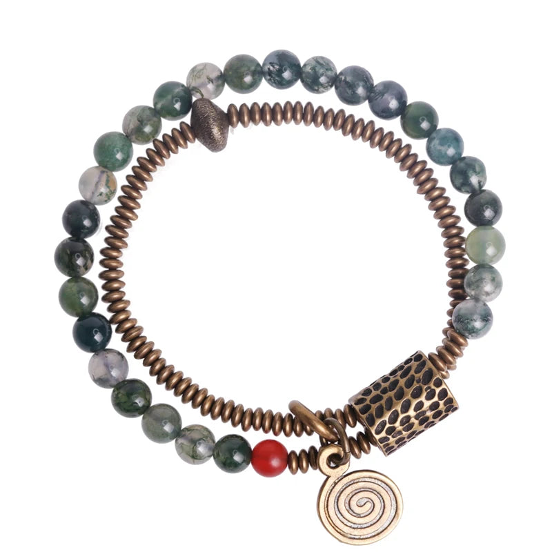 The Moss Cuff — Handmade Moss Agate & Copper Bracelet