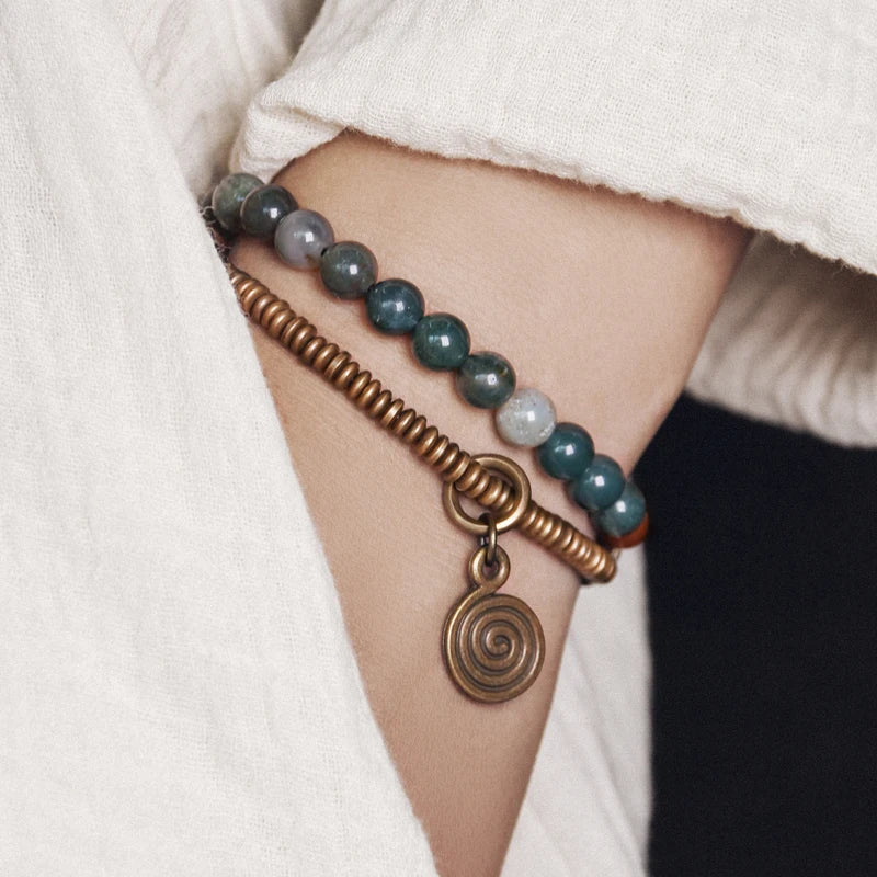 The Moss Cuff — Handmade Moss Agate & Copper Bracelet