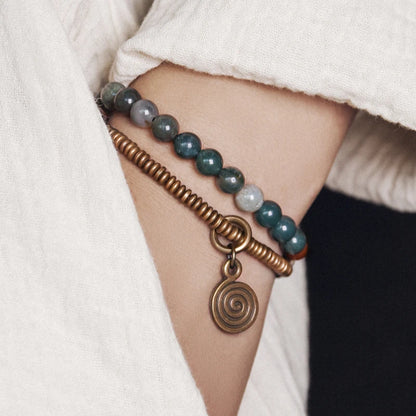 The Moss Cuff — Handmade Moss Agate & Copper Bracelet