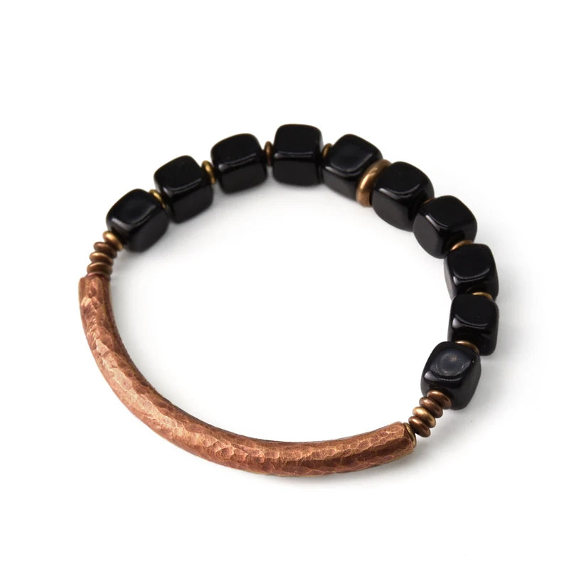 The Obsidian & Copper Cuff — Handmade Protection Bracelet