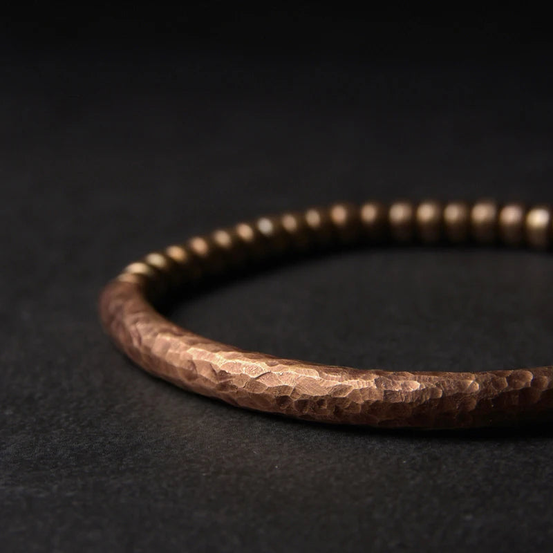 The Hammered Bead Cuff — Handmade Pure Copper Bracelet