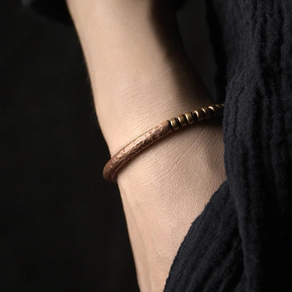 The Hammered Bead Cuff — Handmade Pure Copper Bracelet