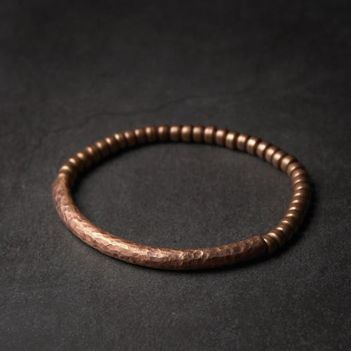 The Hammered Bead Cuff — Handmade Pure Copper Bracelet