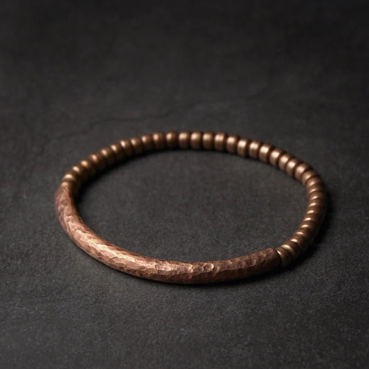The Hammered Bead Cuff — Handmade Pure Copper Bracelet
