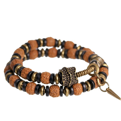 The Rudraksha Cuff — Handmade Sacred Seed & Ebony Bracelet