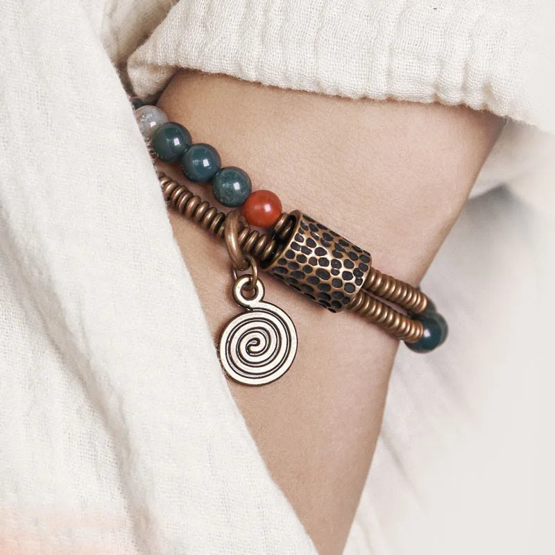 The Moss Cuff — Handmade Moss Agate & Copper Bracelet