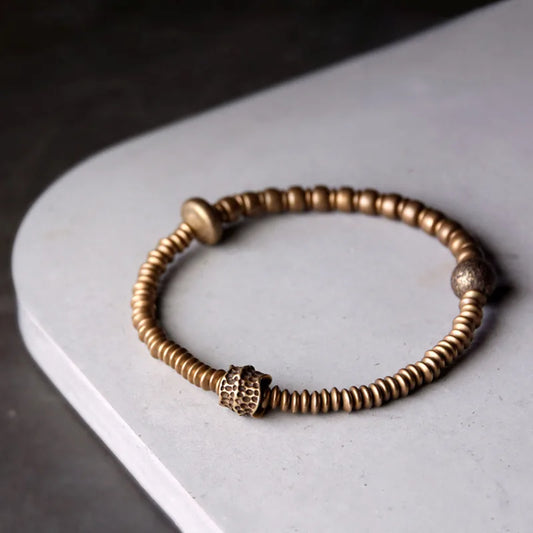 The Brass Bead Cuff — Handmade Copper Alloy Bracelet
