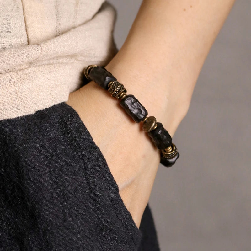 The Ebony Strip Cuff — Handmade Ebony & Copper Bracelet