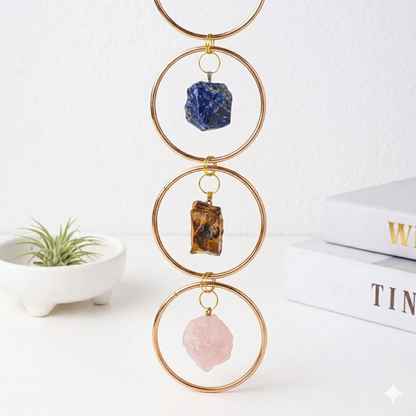 7 Chakra Raw Crystal Hanging