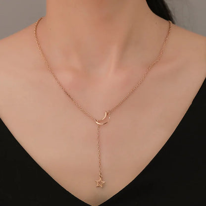 Moon & Star Lariat Necklace