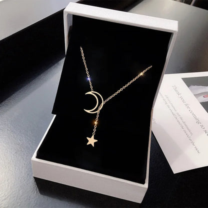 Moon & Star Lariat Necklace