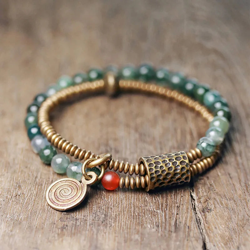 The Moss Cuff — Handmade Moss Agate & Copper Bracelet