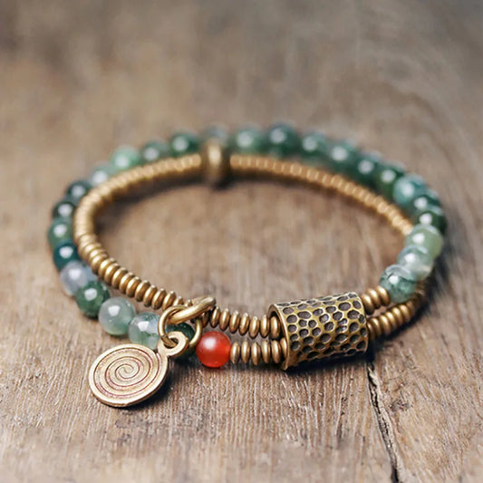 The Moss Cuff — Handmade Moss Agate & Copper Bracelet