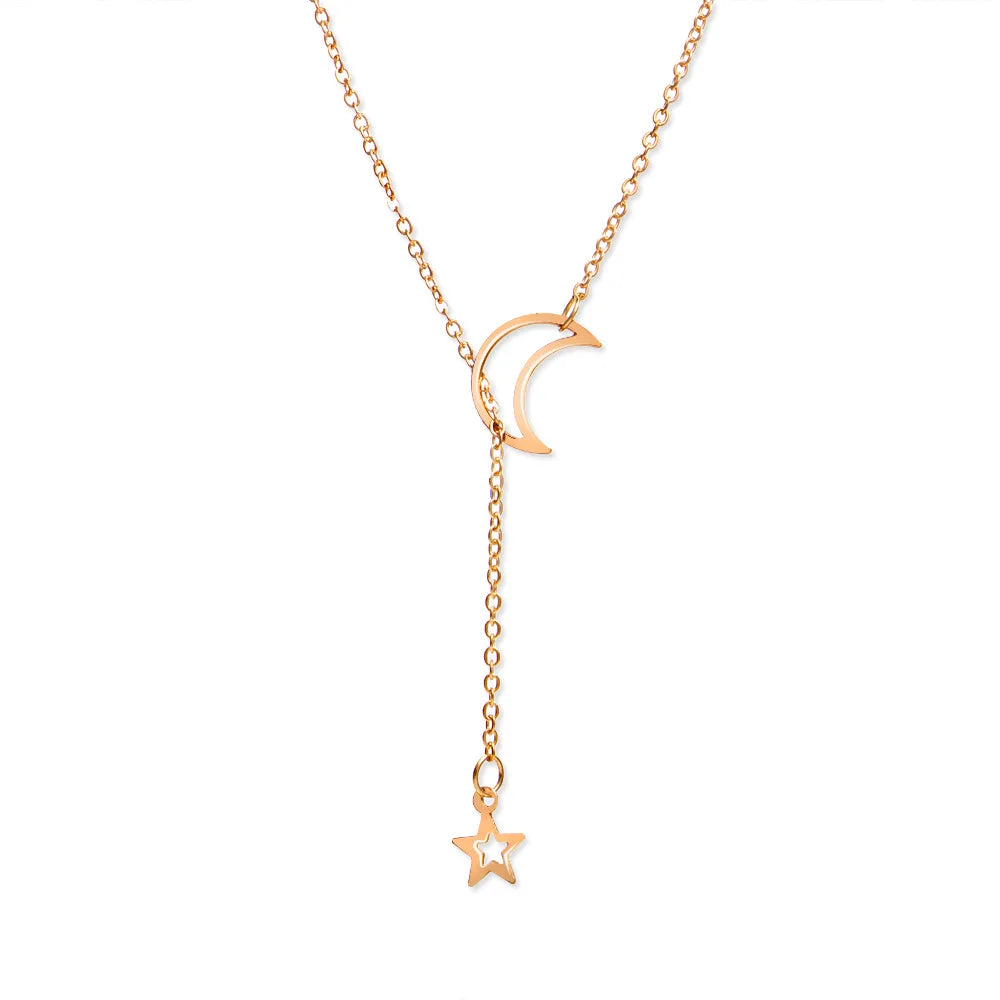 Moon & Star Lariat Necklace
