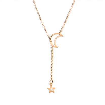 Moon & Star Lariat Necklace