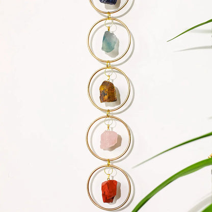 7 Chakra Raw Crystal Hanging