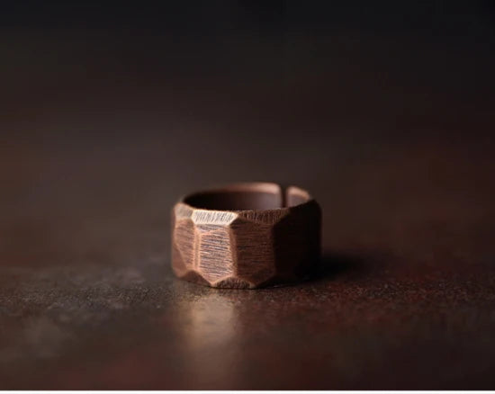 The Carved Ring Set — Handmade Pure Copper Ring