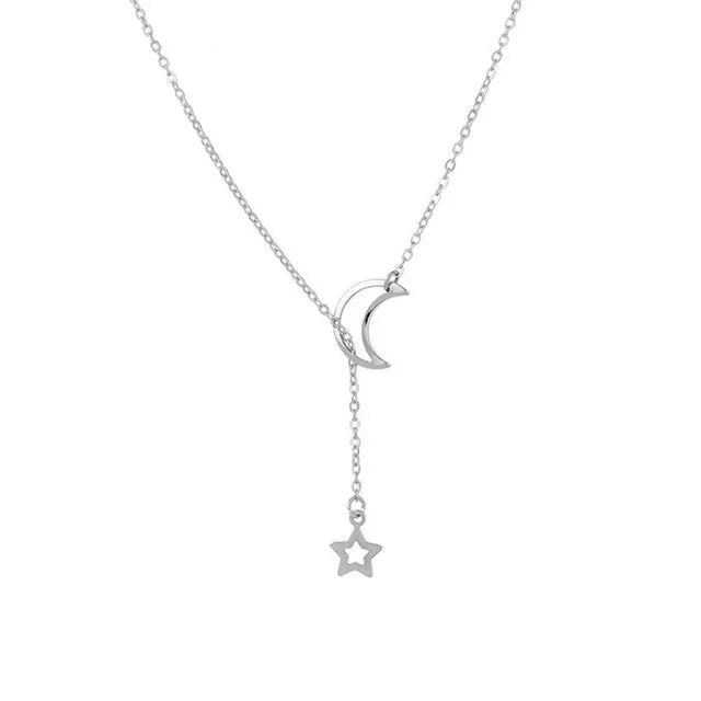 Moon & Star Lariat Necklace