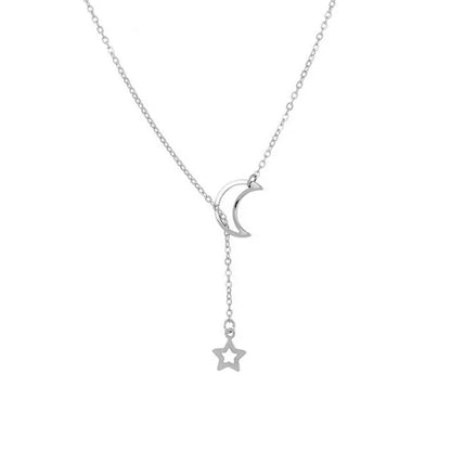 Moon & Star Lariat Necklace