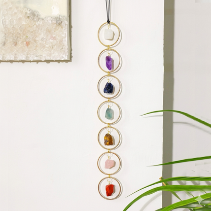7 Chakra Raw Crystal Hanging