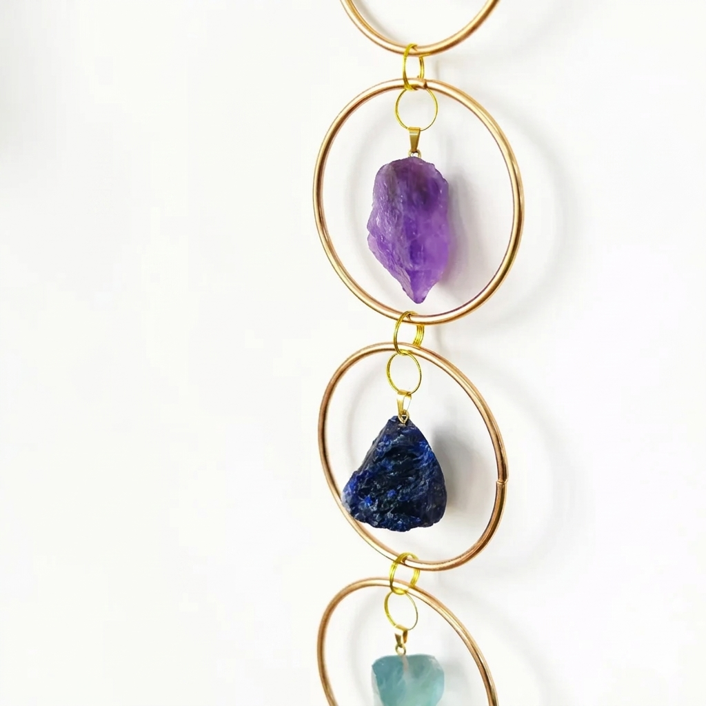 7 Chakra Raw Crystal Hanging